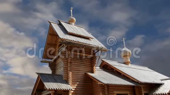 俄罗斯莫斯科现代木制东正教教堂A视频的预览图