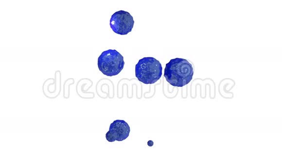 蓝色墨水滴落在白色表面三维渲染液体与非常高的细节和阿尔法掩模合成口头视频的预览图