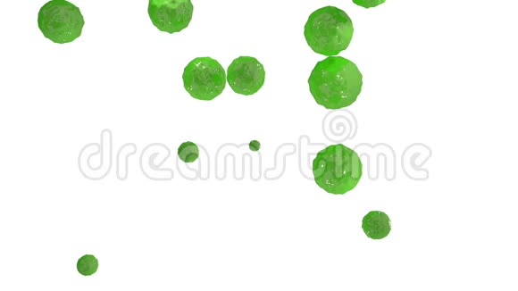 绿色墨水滴落在白色表面三维渲染液体与非常高的细节和阿尔法掩模合成口头视频的预览图