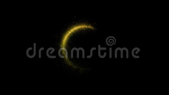 金光闪闪的星尘在黑色背景上留下一圈闪烁的痕迹颗粒魔法金环视频的预览图