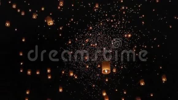 清迈漂浮的亚洲灯笼视频的预览图