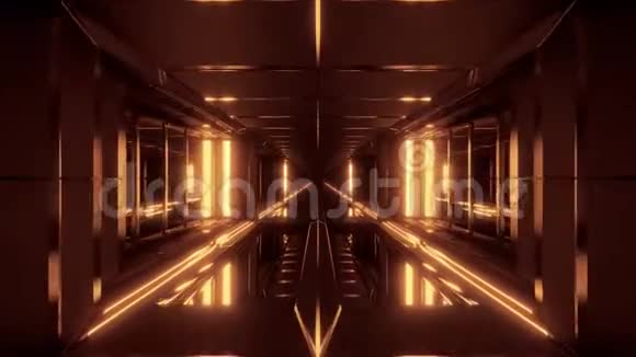 无尽的未来科学科幻隧道走廊空间机库三维插图运动背景活壁纸视频的预览图