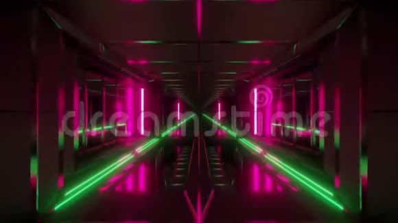 无尽的未来科学科幻隧道走廊空间机库三维插图运动背景活壁纸视频的预览图