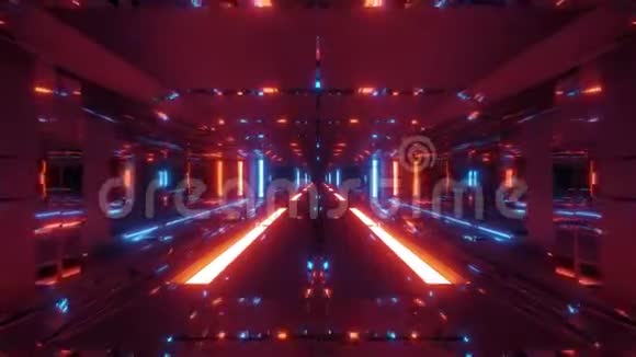 无尽的未来科幻科幻小说太空隧道走廊太空机库三维插图运动背景直播视频的预览图