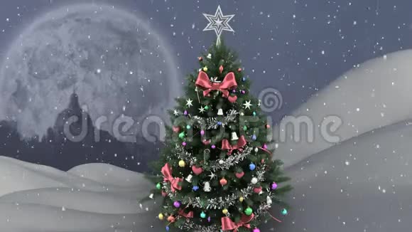 下雪和圣诞树视频的预览图
