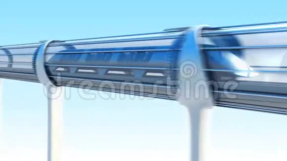 隧道中的单轨未来派列车3D渲染视频的预览图