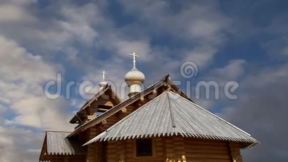 现代木制东正教教堂A在莫斯科俄罗斯视频的预览图