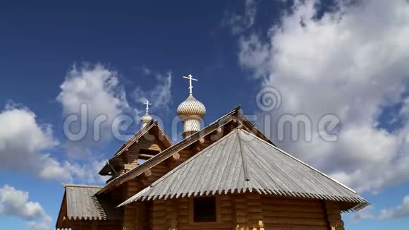 俄罗斯莫斯科现代木制正统教堂A视频的预览图