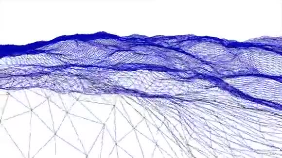 网络空间网格网多边形线架丘陵景观无缝环绘制运动图形动画背景视频的预览图