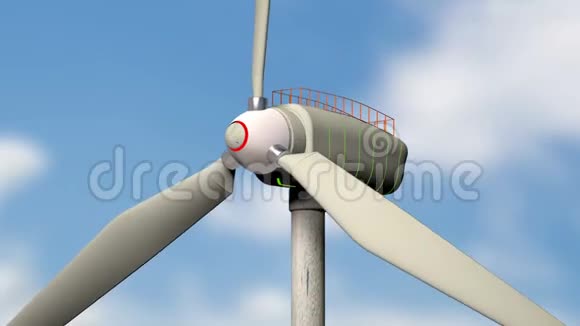 在美丽的云层背景下的风力发电机使用替代能源方法的概念视频的预览图