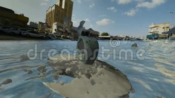 环形广场雕像和水溅视频的预览图