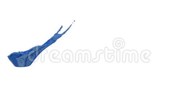 蓝色油漆飞溅在空气中拍摄的慢运动与阿尔法通道使用阿尔法面具卢玛哑光彩色液体飞舞视频的预览图