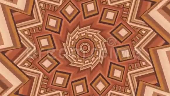 彩色暖棕色万花筒无缝曼陀罗分形装饰瑜伽视频的预览图