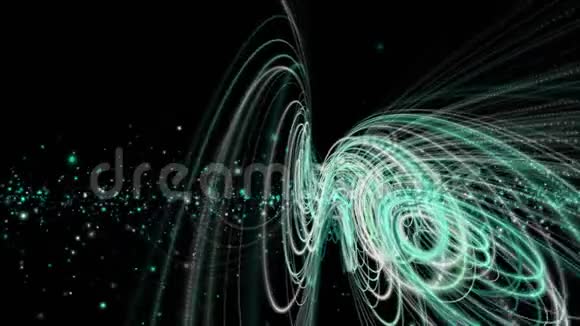 带有条纹物体和慢运动中闪烁粒子的未来动画4096x2304环4K视频的预览图