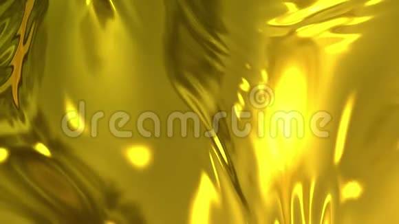 金色丝质织物在空气中缓慢地形成美丽的褶皱4k三维动画波状表面形成波纹如视频的预览图