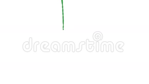 绿色油漆的流动溅在白色的背景上上3D渲染与阿尔法面具视频的预览图