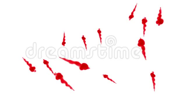特写镜头红色的水沟在水中蔓延并在缓慢的运动中移动背景或背景用于烟雾或视频的预览图