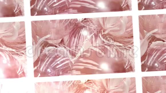 喜庆的粉红色树装饰球闪闪发光视频的预览图