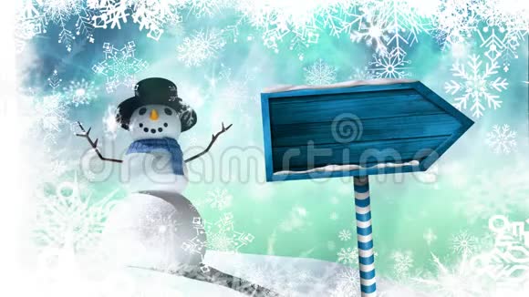 降雪及木质标识牌视频的预览图