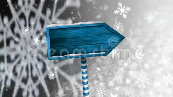降雪及木质标识牌视频的预览图