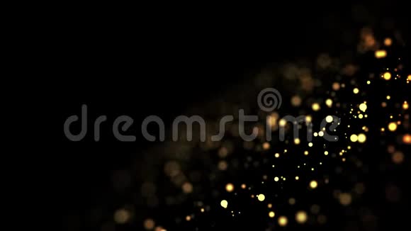 金色闪闪发光的粒子在粘稠的液体中移动它明亮的节日背景和闪闪发光的粒子深度视频的预览图