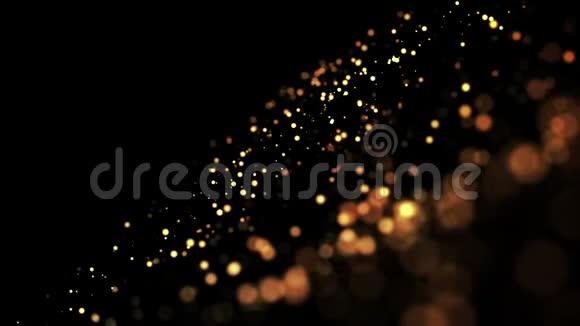金色闪闪发光的粒子在粘稠的液体中移动它明亮的节日背景和闪闪发光的粒子深度视频的预览图