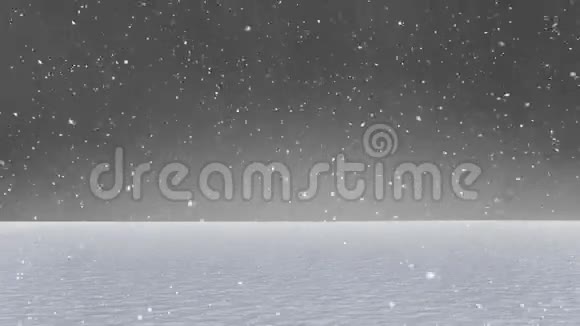 杉树和雪落在农村的动画视频的预览图