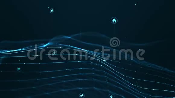 抽象的神经丛几何形状连接和Web概念数字通信和技术网络背景视频的预览图