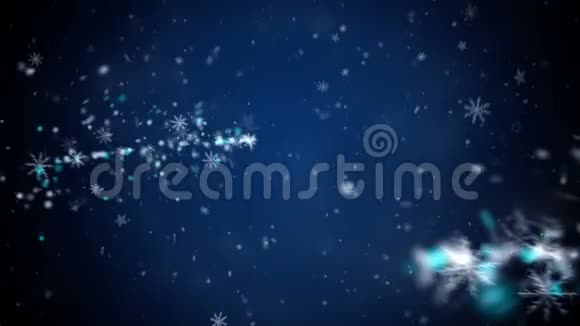 雪花飘落满天繁星正在生长的新年树视频的预览图