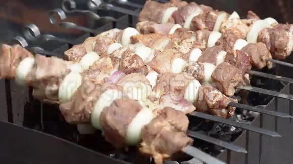 烧烤搭配美味的烤肉视频的预览图