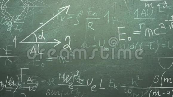 黑板上的数学公式和元素学校背景视频的预览图