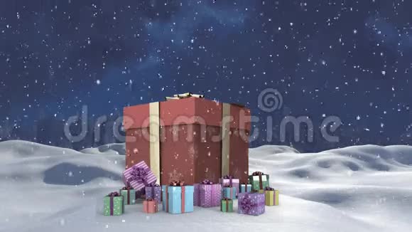 降雪和圣诞礼物视频的预览图