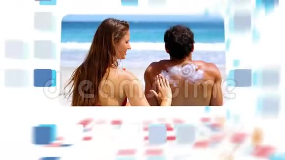 在海滩上享受夏天的情侣视频的预览图