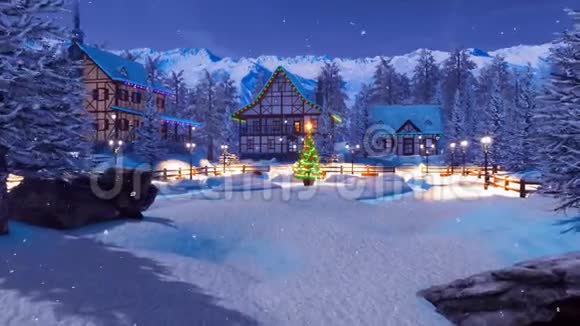 圣诞夜高山村滑雪场视频的预览图