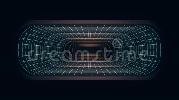 通过虚拟现实霓虹灯网络灯网络隧道HUD界面运动图形动画背景视频的预览图