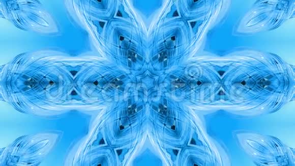 3D循环动画一个抽象的背景与蓝色丝带扭曲和形成星星或雪花就像与视频的预览图