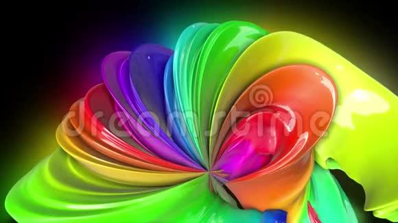 用混合油彩形成彩虹色的丝带抽象出五颜六色的创意背景油漆流量视频的预览图
