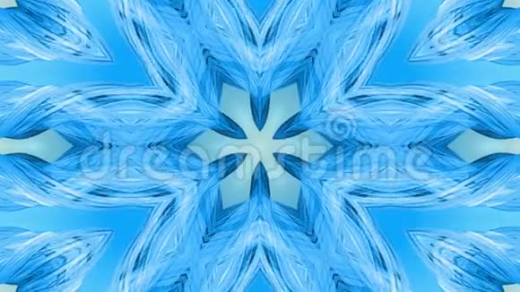 3D循环动画一个抽象的背景与蓝色丝带扭曲和形成星星或雪花就像与视频的预览图