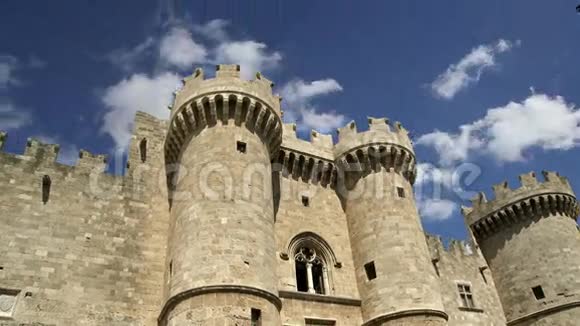 希腊罗德斯岛罗德斯的象征著名的骑士大皇宫也被称为中世纪小镇卡斯特洛视频的预览图