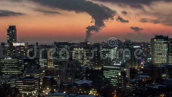 首尔市中心日落视频的预览图