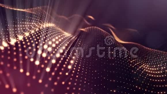 由形成表面的振荡发光粒子组成发光粒子的抽象背景视频的预览图