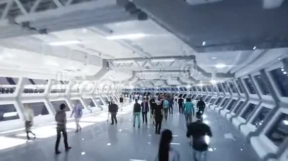 三维人在斯基菲顿内尔交通未来的概念逼真的4K动画视频的预览图