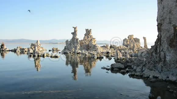 美丽的加利福尼亚莫诺湖上的凝灰岩形成视频的预览图