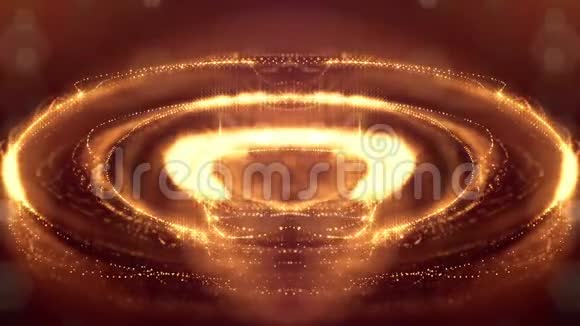 发光粒子形成科幻宇宙背景循环三维动画金色红色视频的预览图