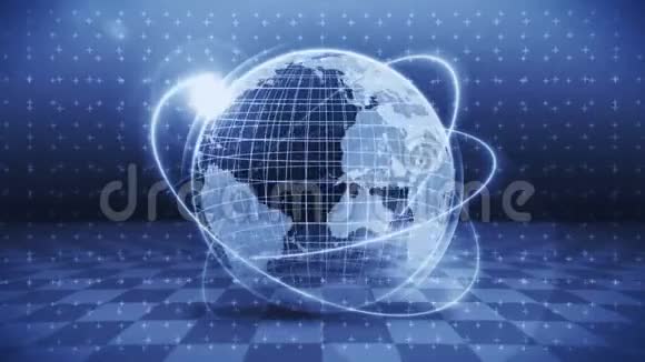 未来全息行星地球商业成功的概念网络循环动画地球地球3d与商业技术视频的预览图