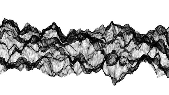 黑色抽象图形从一个网格慢慢变形在一个白色3D渲染视频的预览图