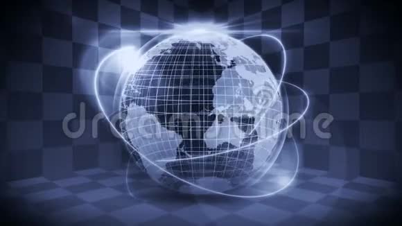 未来全息行星地球商业成功的概念网络循环动画地球地球3d与商业技术视频的预览图