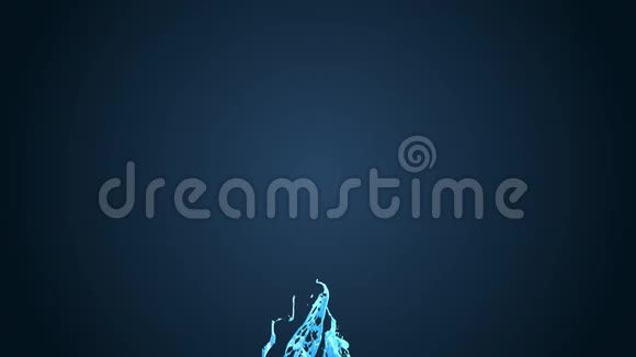 4k蓝色飞溅移动通过相机慢动作的卡通风格以LumaMatte为的液体三维动画视频的预览图