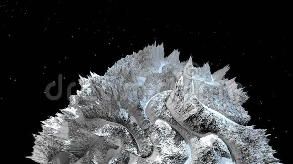 宇宙景观的三维渲染作为背景或环境从太空飞船上看到的行星非常详细视频的预览图