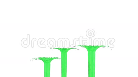 美丽的喷泉喷射液体像绿色的油漆白色背景上的3D与阿尔法通道使用阿尔法掩码最上面的视频的预览图